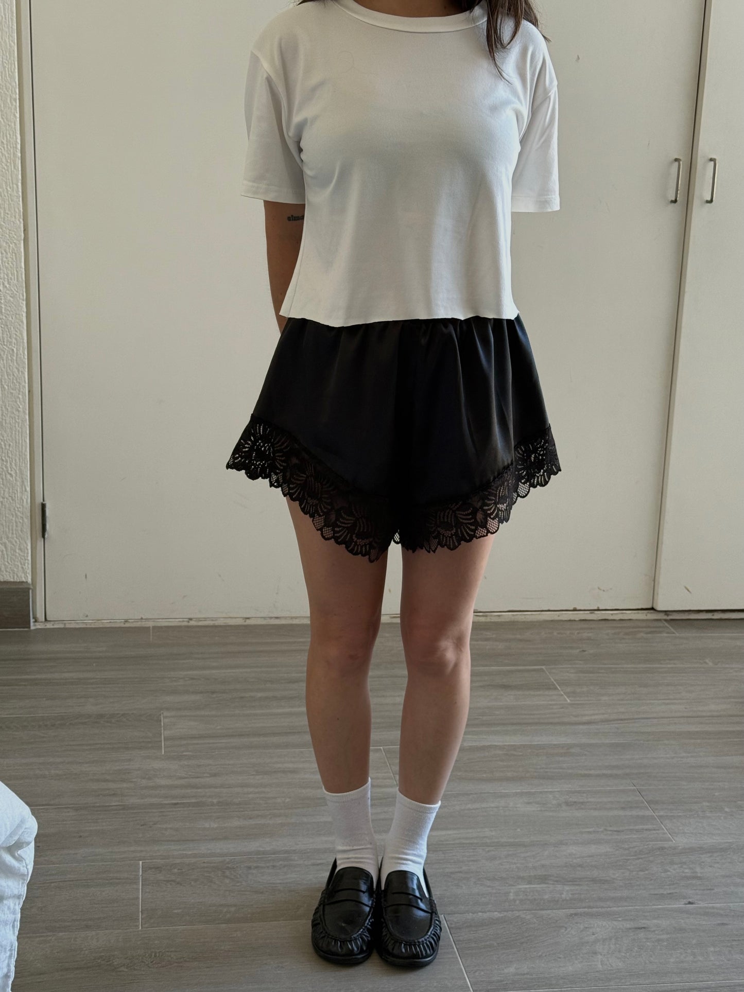 María Satin Lace Shorts