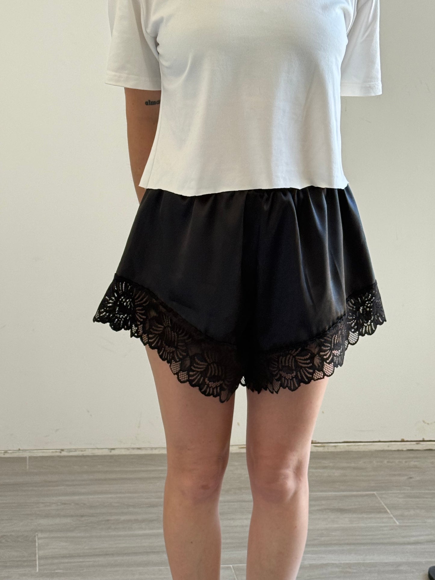 María Satin Lace Shorts