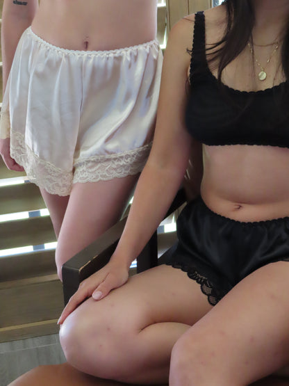 María Satin Lace Shorts