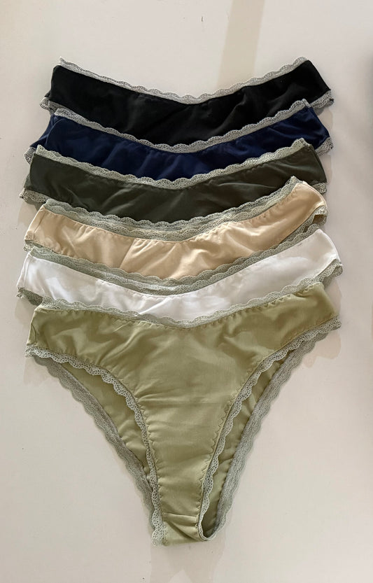 6 pack panties de algodón con encaje